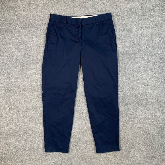 J Crew Pants Womens 6 Navy Stretch City Fit Skimmer Tapered Cropped Trousers - Picture 2 of 9